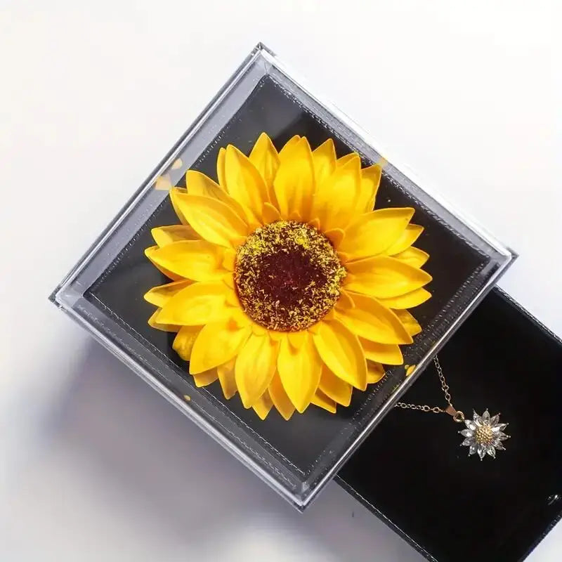Geschenkset mit Sonnenblume und Kette