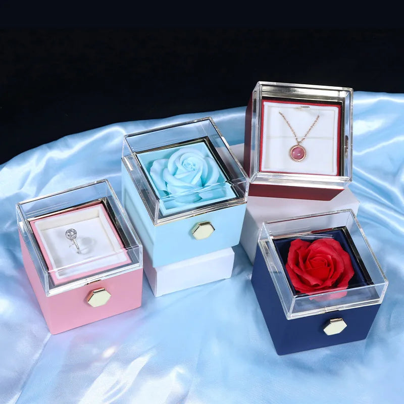 Ewige Rose mit Kette in 100 Sprachen