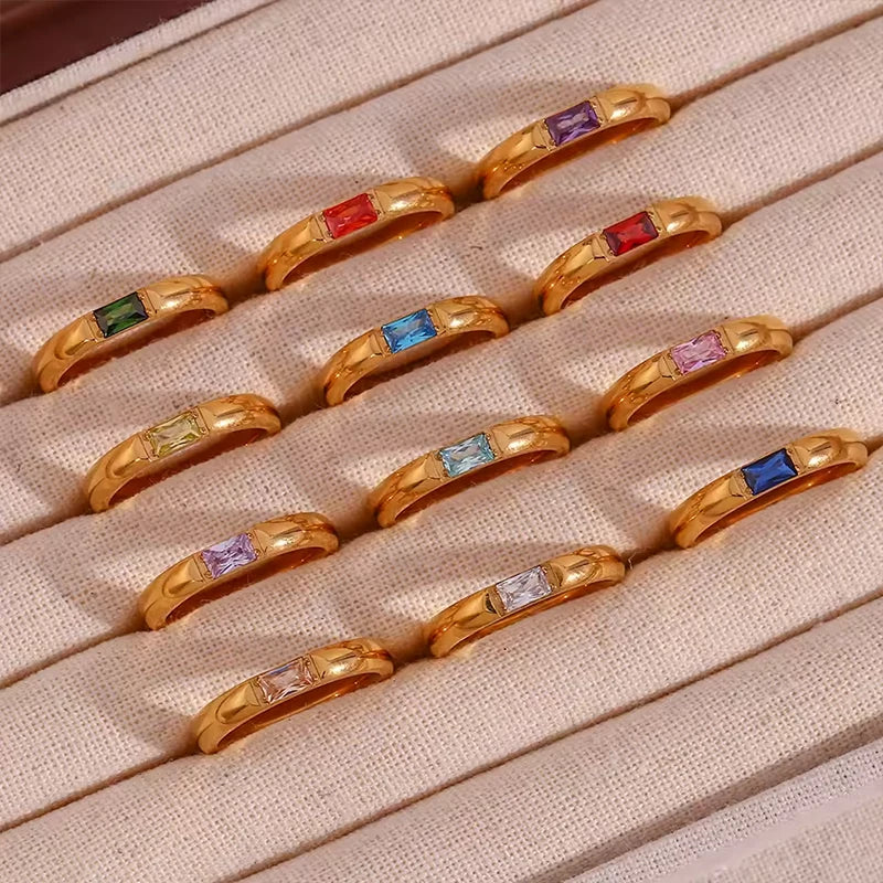 Geburtsstein Ring eckig