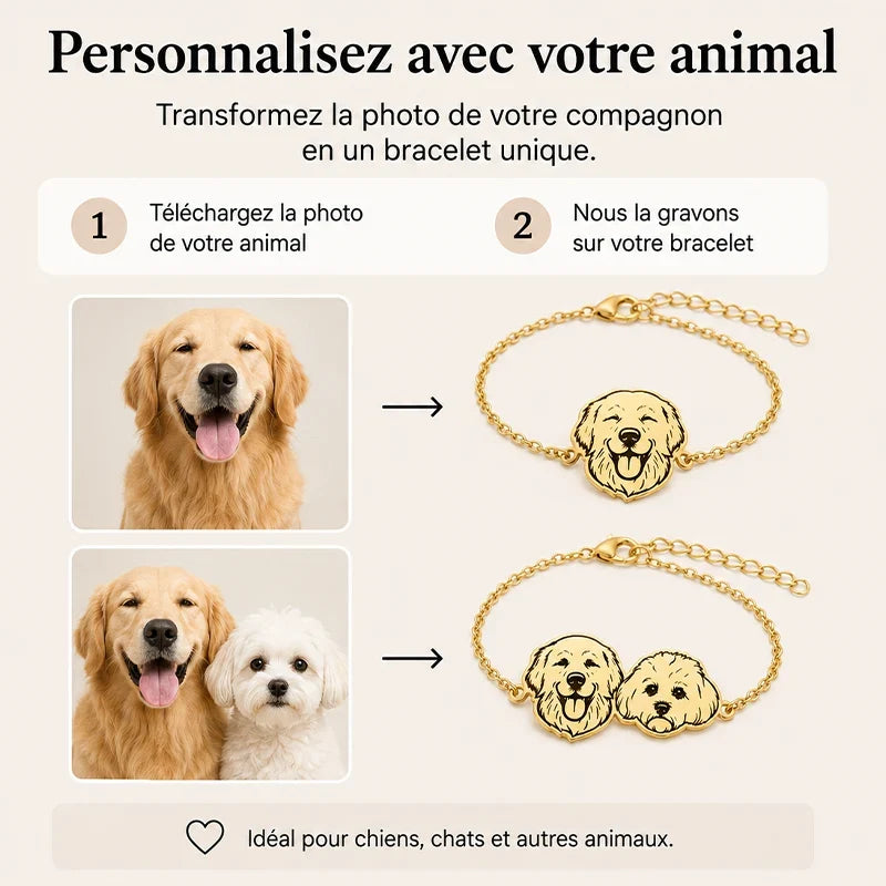 Armband mit Tiergesicht graviert