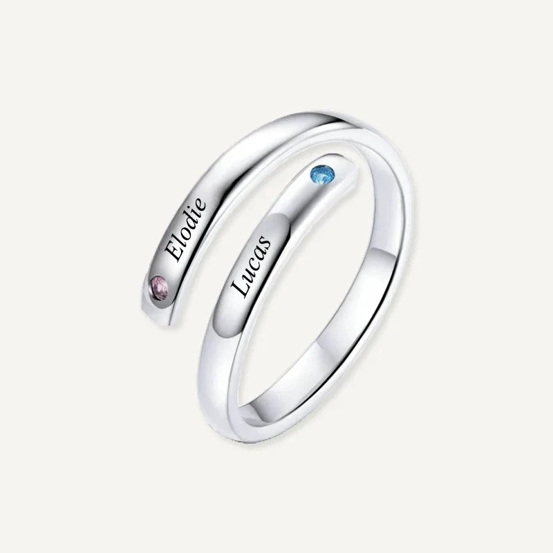 Ring mit 2 Namen aus 925 Sterlingsilber