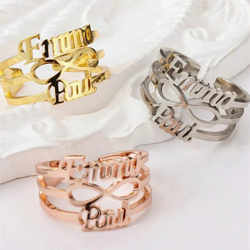 Unendlichkeit Ring mit 2 Namen