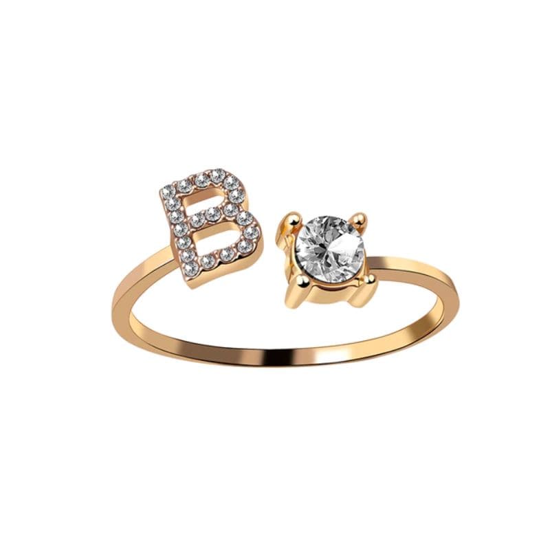 Ring mit Buchstabe und Zirkonia Stein