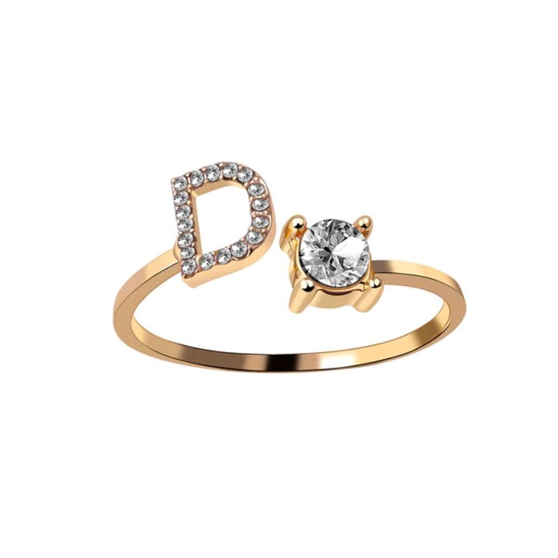 Ring mit Buchstabe und Zirkonia Stein