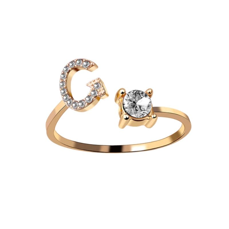 Ring mit Buchstabe und Zirkonia Stein