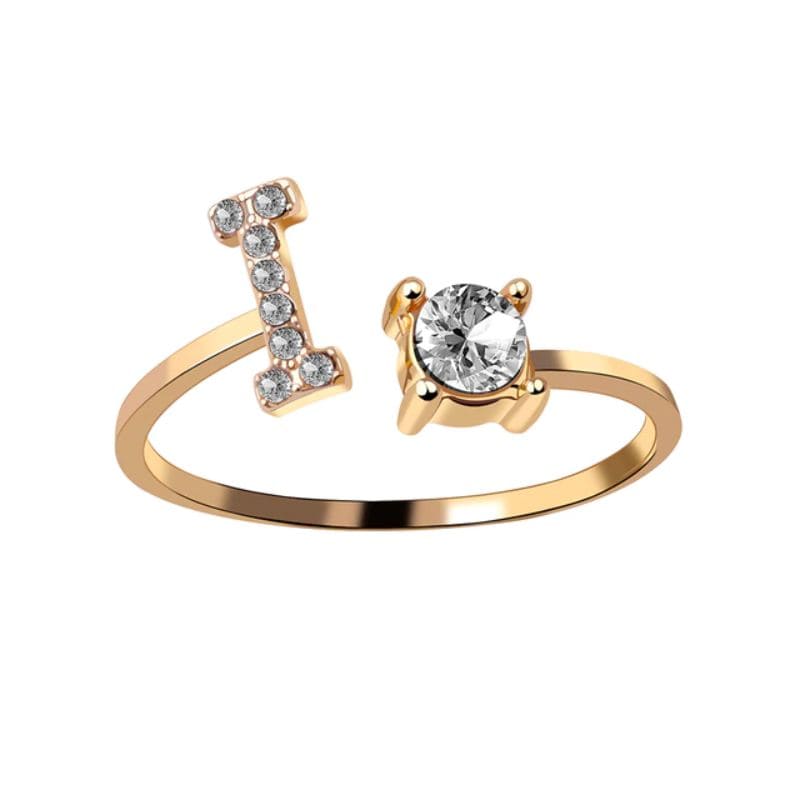 Ring mit Buchstabe und Zirkonia Stein