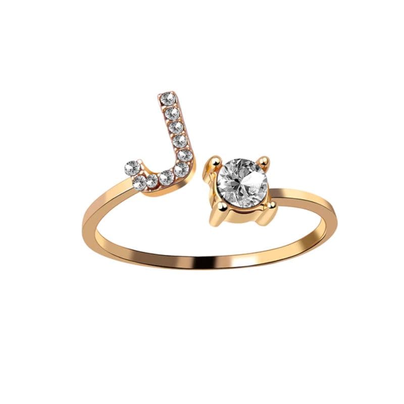 Ring mit Buchstabe und Zirkonia Stein