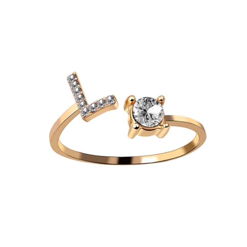 Ring mit Buchstabe und Zirkonia Stein