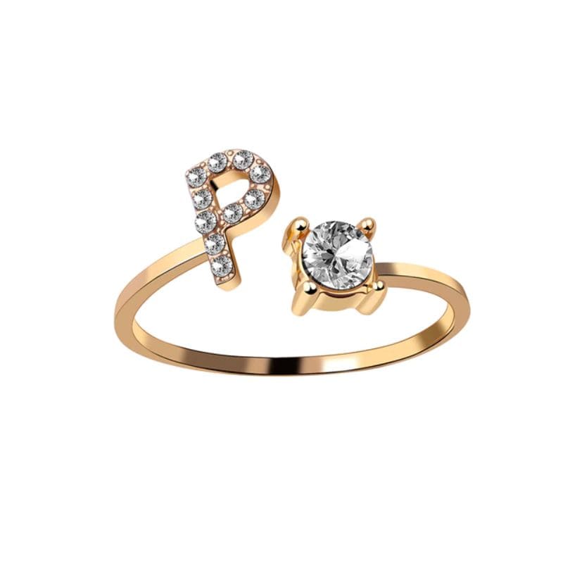 Ring mit Buchstabe und Zirkonia Stein