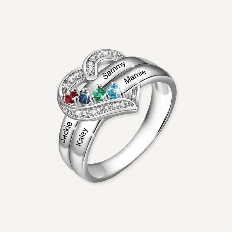 Herz Ring mit Namen und Geburtsstein