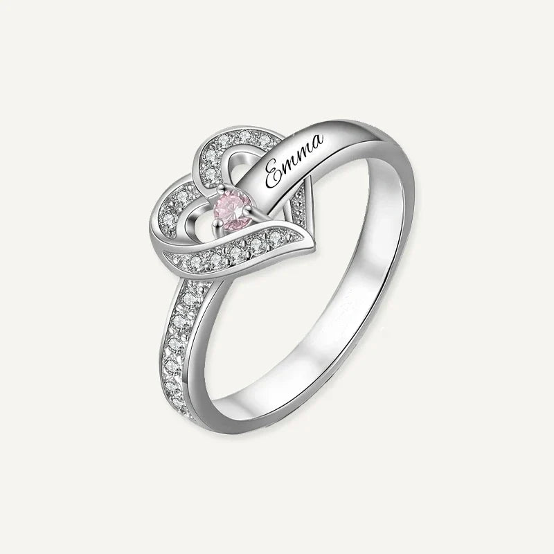 Herz Ring mit Namen und Geburtsstein