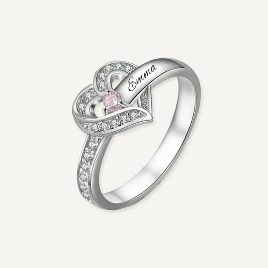 Herz Ring mit Namen und Geburtsstein