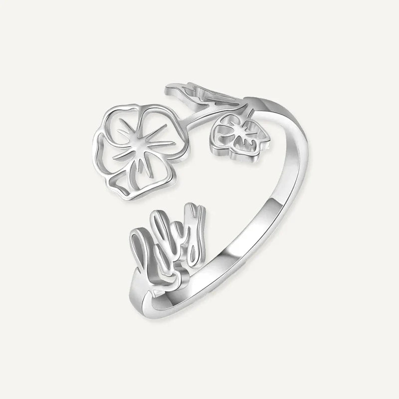 Ring mit Namen und Geburtsblume