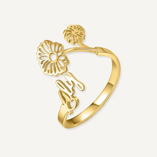 Ring mit Namen und Geburtsblume