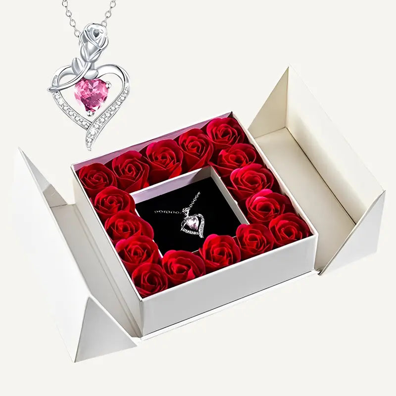 Geschenkbox mit ewiger Rose und Kette