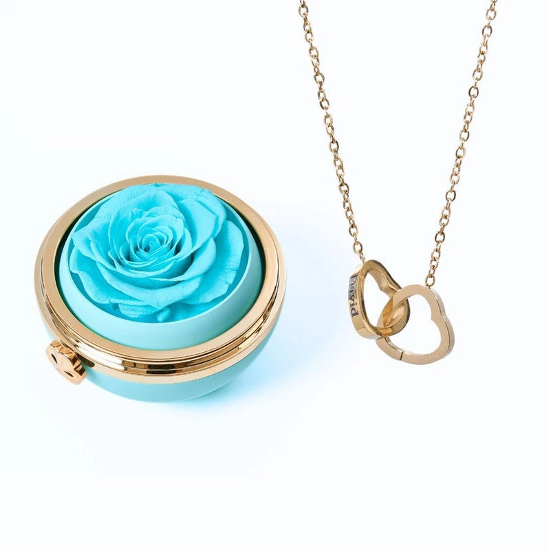Ewige Rose unter Glaskuppel mit Kette