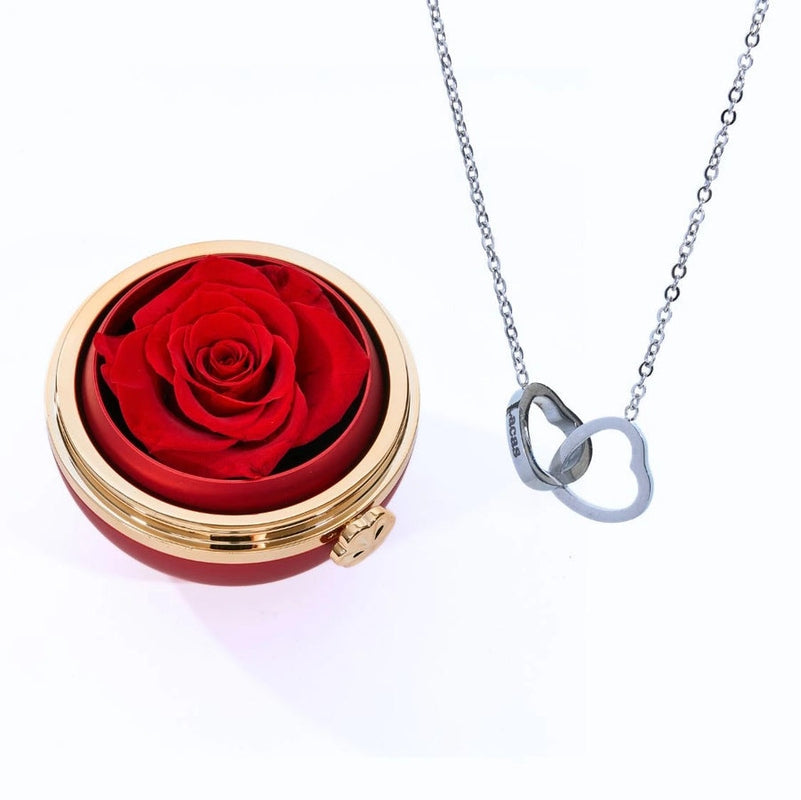 Ewige Rose unter Glaskuppel mit Kette
