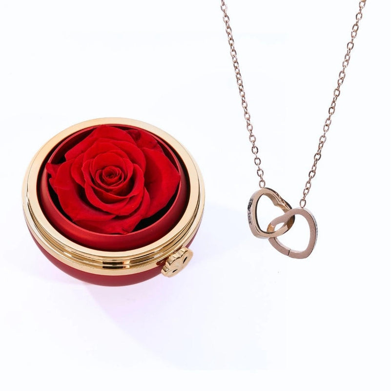 Ewige Rose unter Glaskuppel mit Kette
