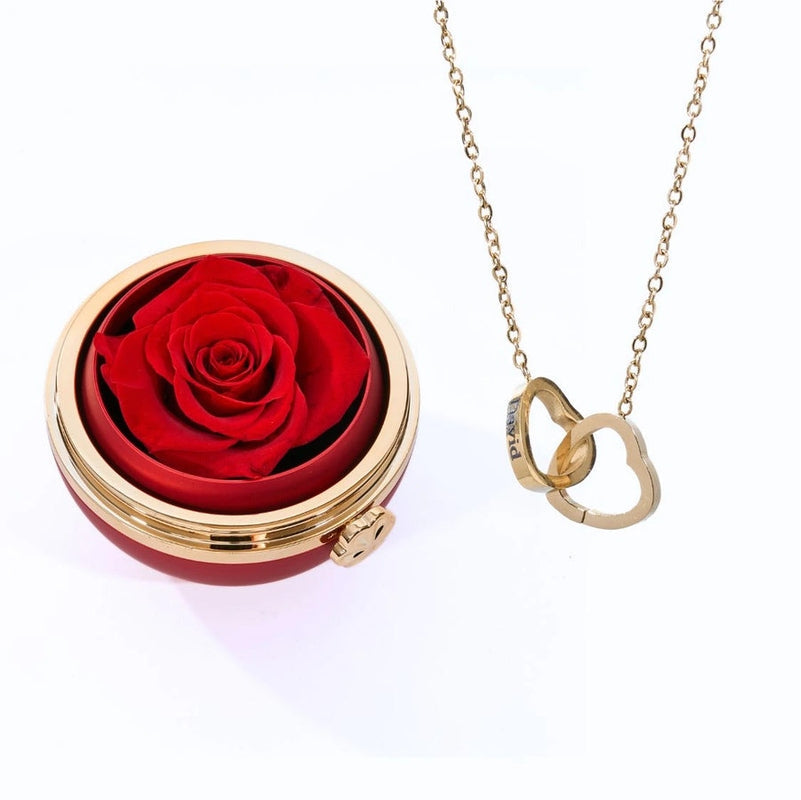 Ewige Rose unter Glaskuppel mit Kette