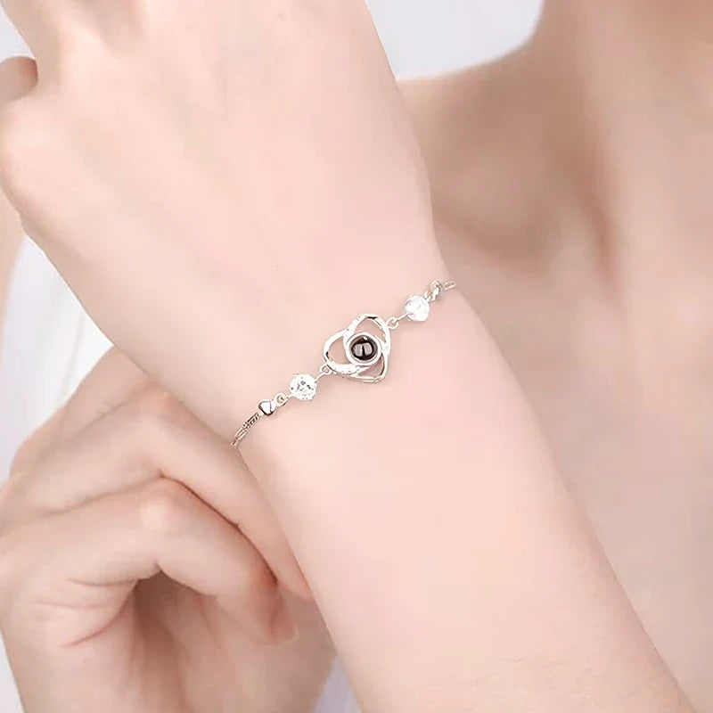 Fotoarmband Herz mit Zirkonia und Bildprojektion
