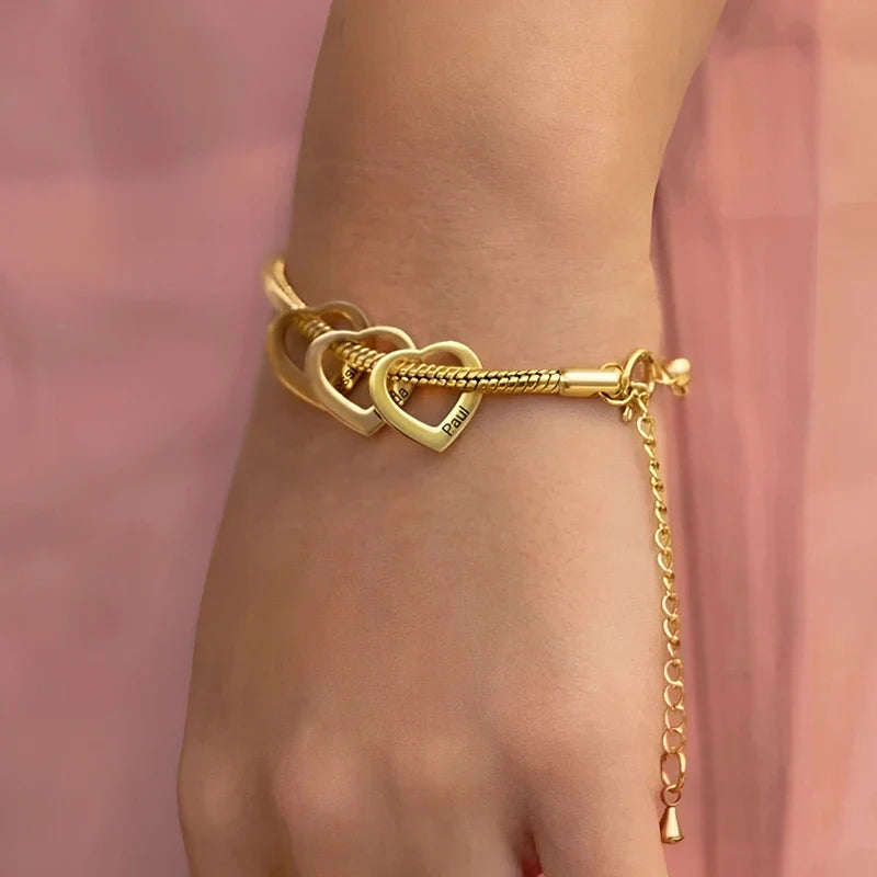 Armband mit Herzen und bis zu 6 Namen