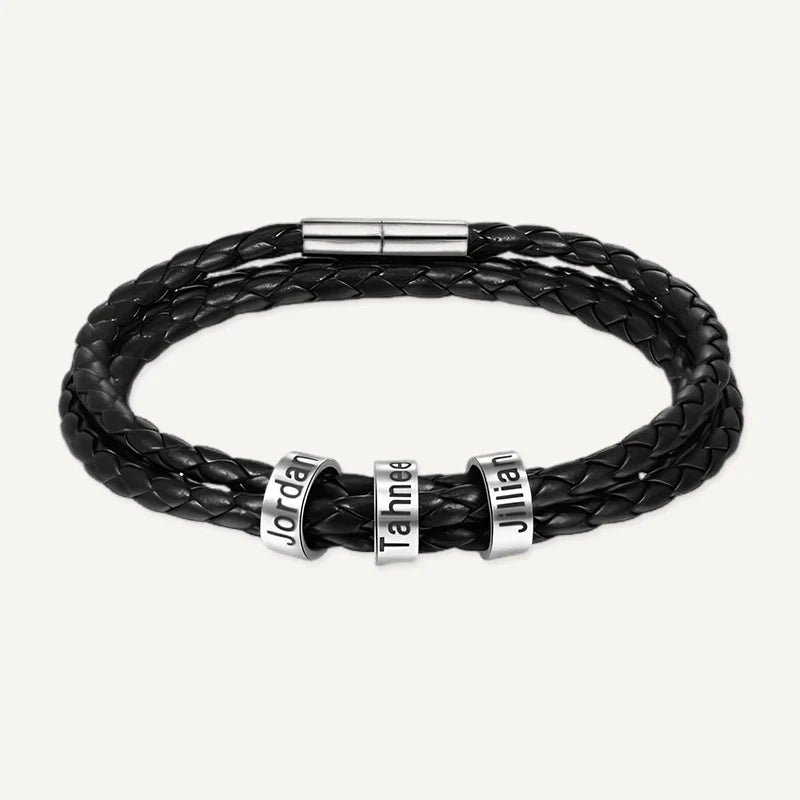 Herrenarmband aus Leder mit gravierten Namen