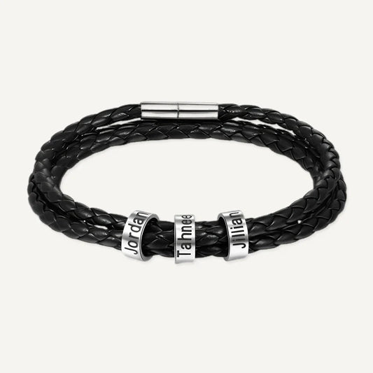 Herrenarmband aus Leder mit gravierten Namen