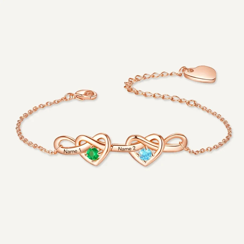 Unendlichkeit Armband mit Namen und Geburtssteinen