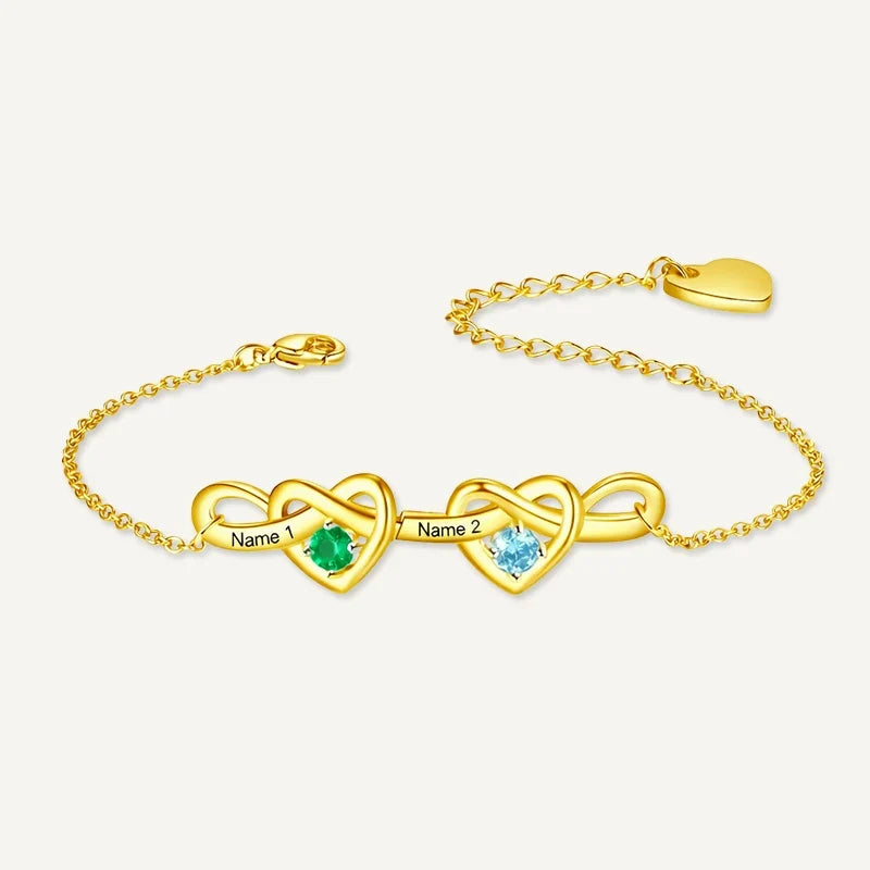 Unendlichkeit Armband mit Namen und Geburtssteinen