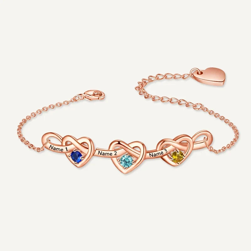 Unendlichkeit Armband mit Namen und Geburtssteinen