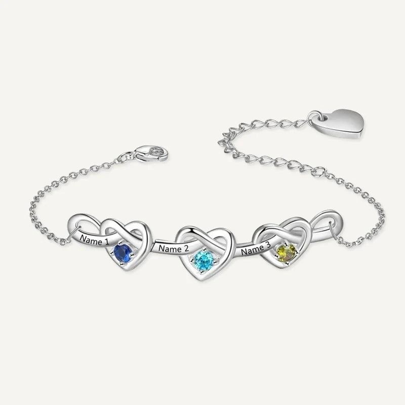 Unendlichkeit Armband mit Namen und Geburtssteinen