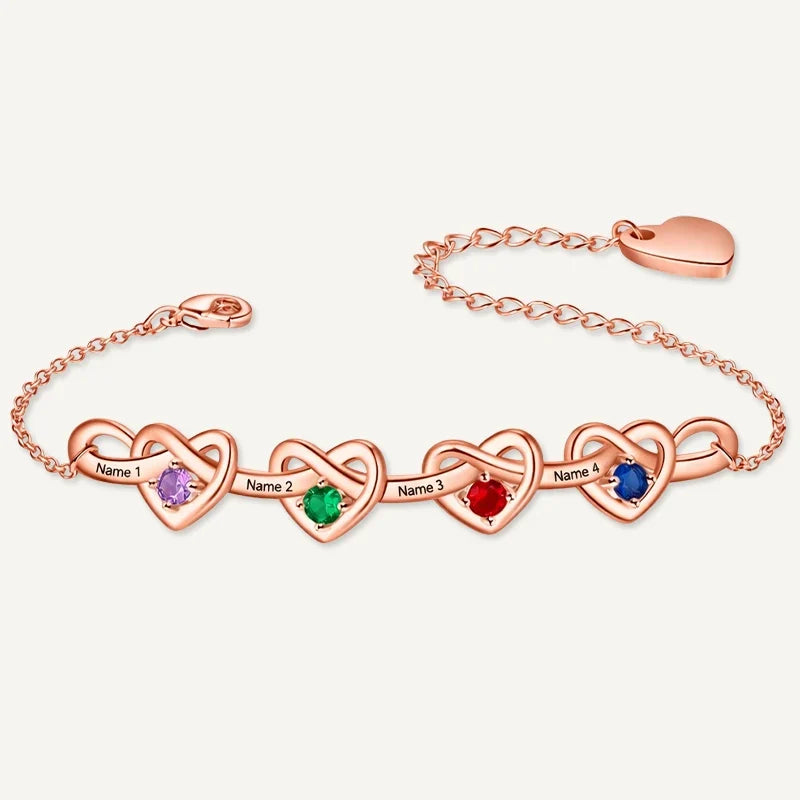 Unendlichkeit Armband mit Namen und Geburtssteinen