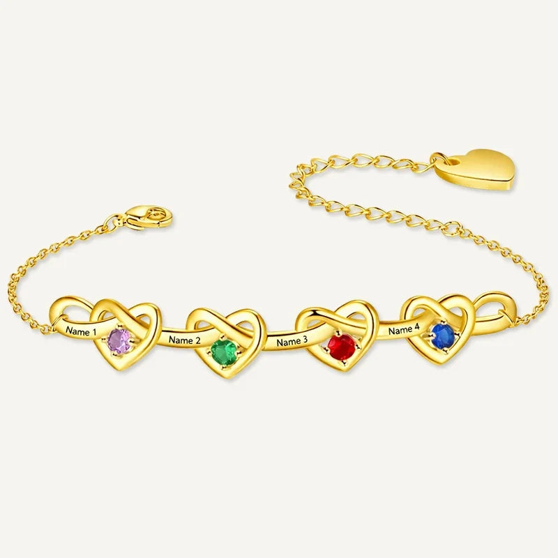 Unendlichkeit Armband mit Namen und Geburtssteinen