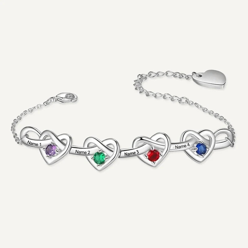 Unendlichkeit Armband mit Namen und Geburtssteinen
