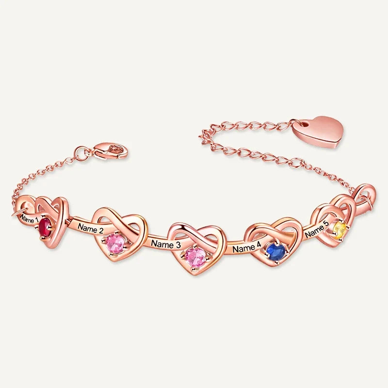 Unendlichkeit Armband mit Namen und Geburtssteinen
