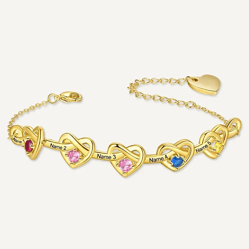 Unendlichkeit Armband mit Namen und Geburtssteinen