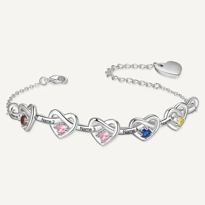 Unendlichkeit Armband mit Namen und Geburtssteinen