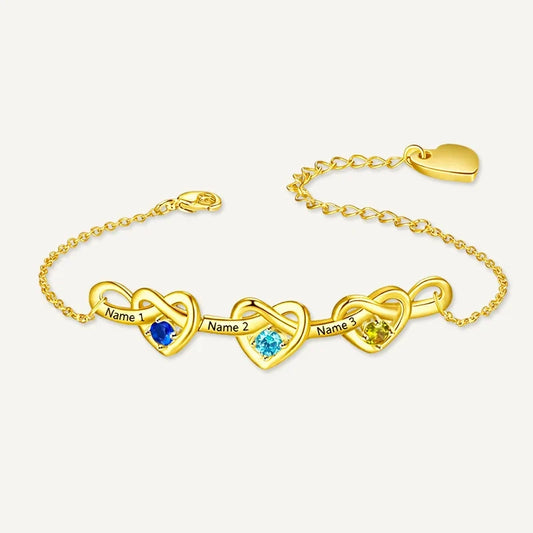 Unendlichkeit Armband mit Namen und Geburtssteinen