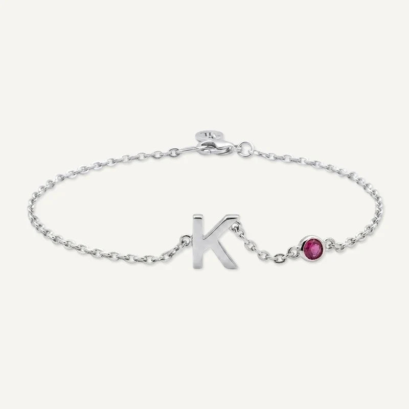Geburtsstein Armband mit Initiale