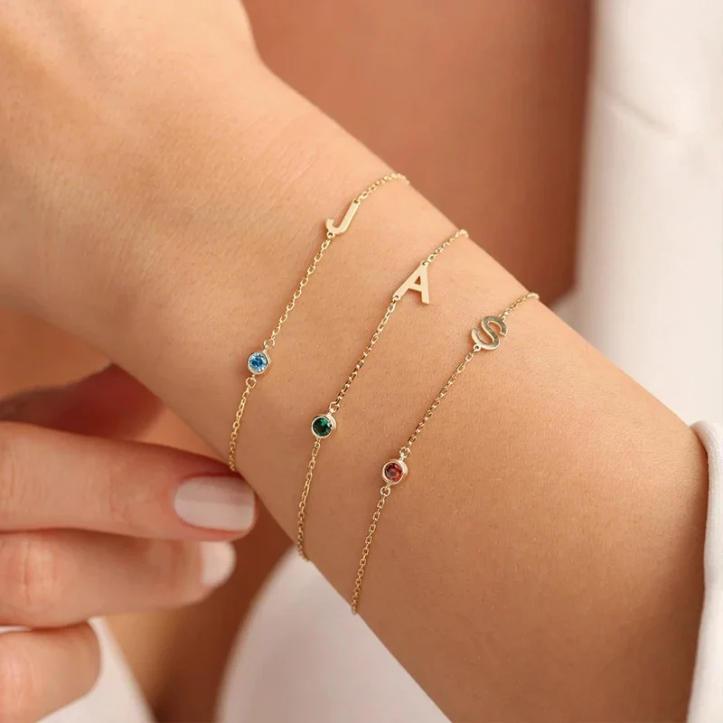 Geburtsstein Armband mit Initiale