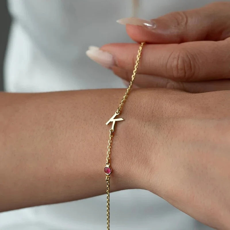 Geburtsstein Armband mit Initiale