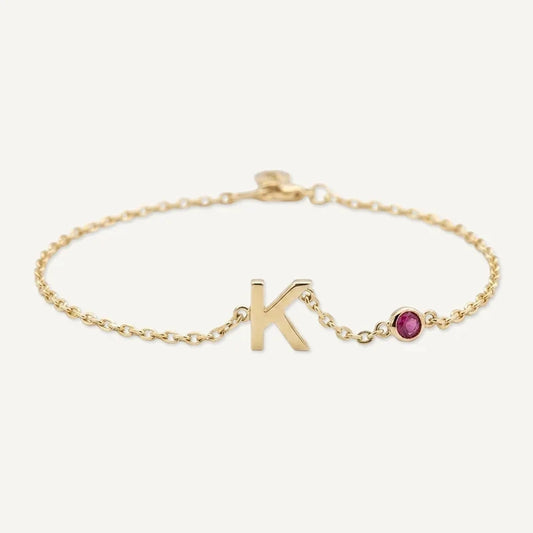 Geburtsstein Armband mit Initiale