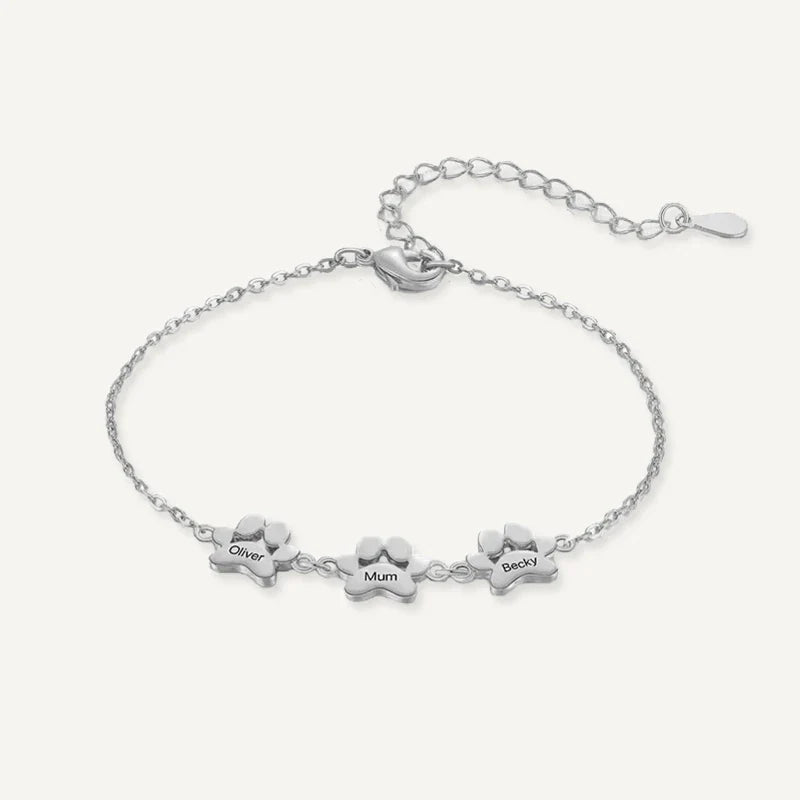 Armband mit Hundepfoten und Namensgravur