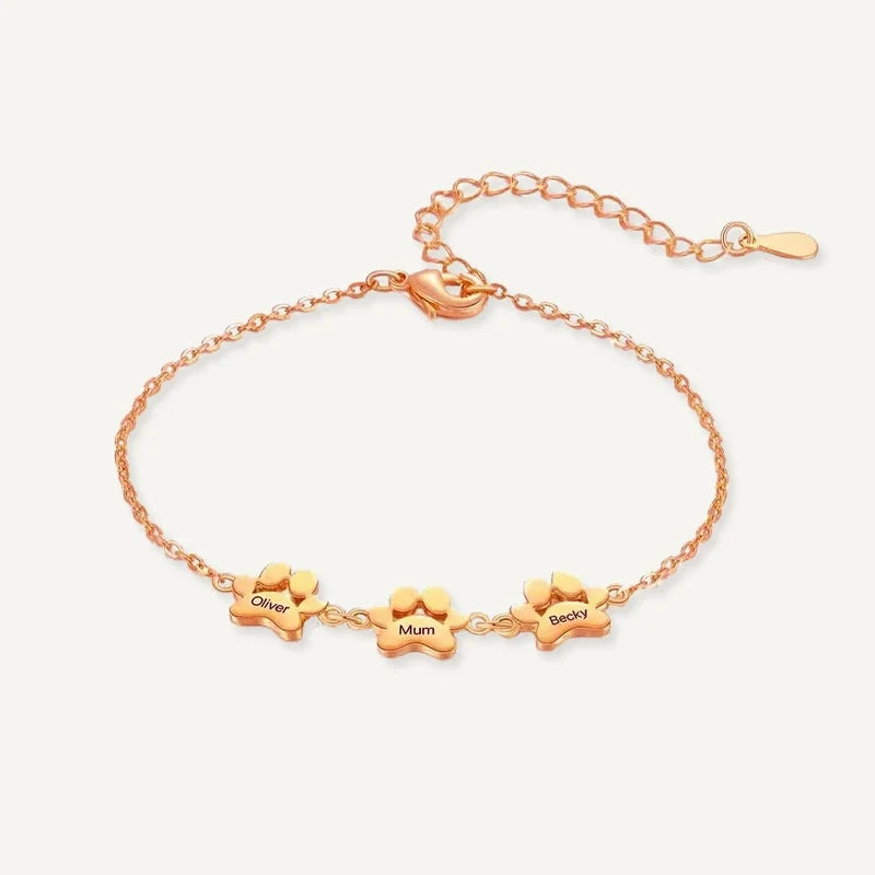 Armband mit Hundepfoten und Namensgravur