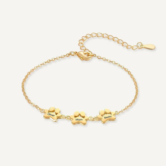 Armband mit Hundepfoten und Namensgravur