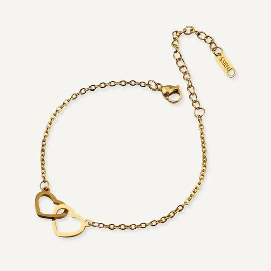 Armband mit zwei verschlungenen Herzen und Namen