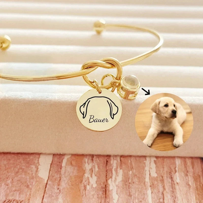 Fotoarmband mit Hundeohren und Namensgravur