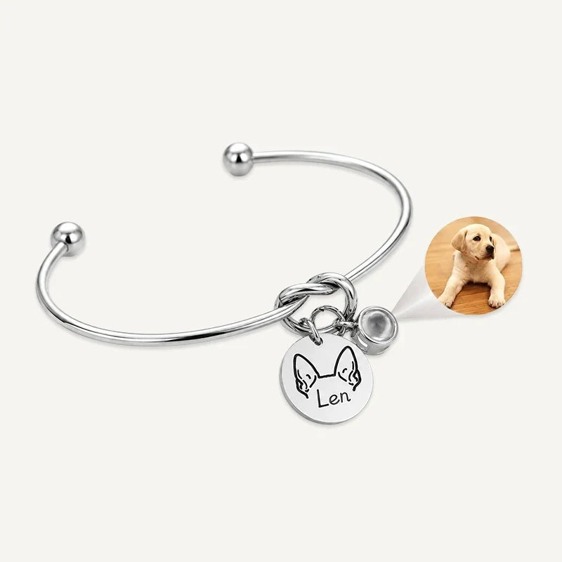 Fotoarmband mit Hundeohren und Namensgravur