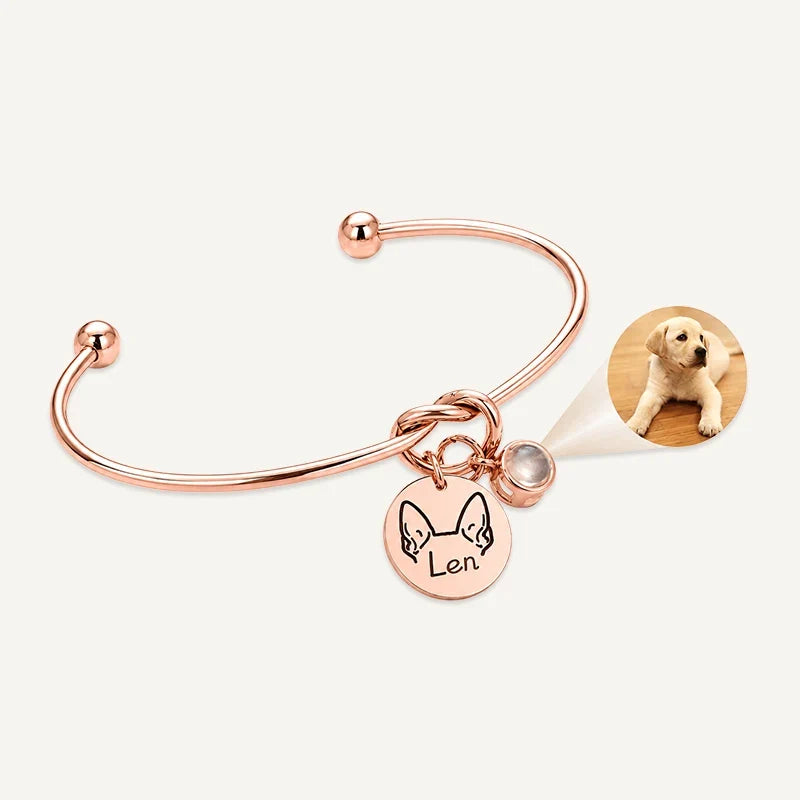 Fotoarmband mit Hundeohren und Namensgravur