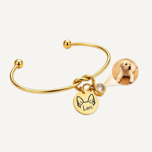Fotoarmband mit Hundeohren und Namensgravur